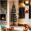 Smal halv plastgran med stativ svart 180 cm vidaXL 180 x 49 cm – miniatyr 2