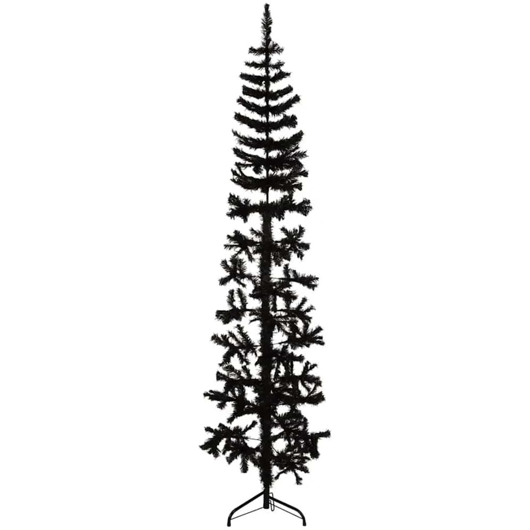 Smal halv plastgran med stativ svart 180 cm vidaXL 180 x 49 cm