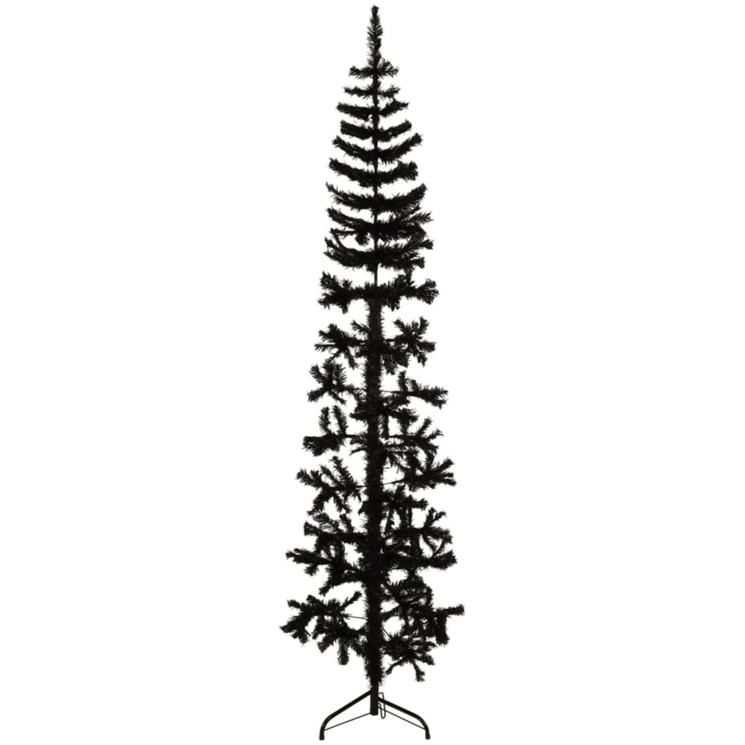 Smal halv plastgran med stativ svart 210 cm vidaXL 210 x 56 cm – bild 3
