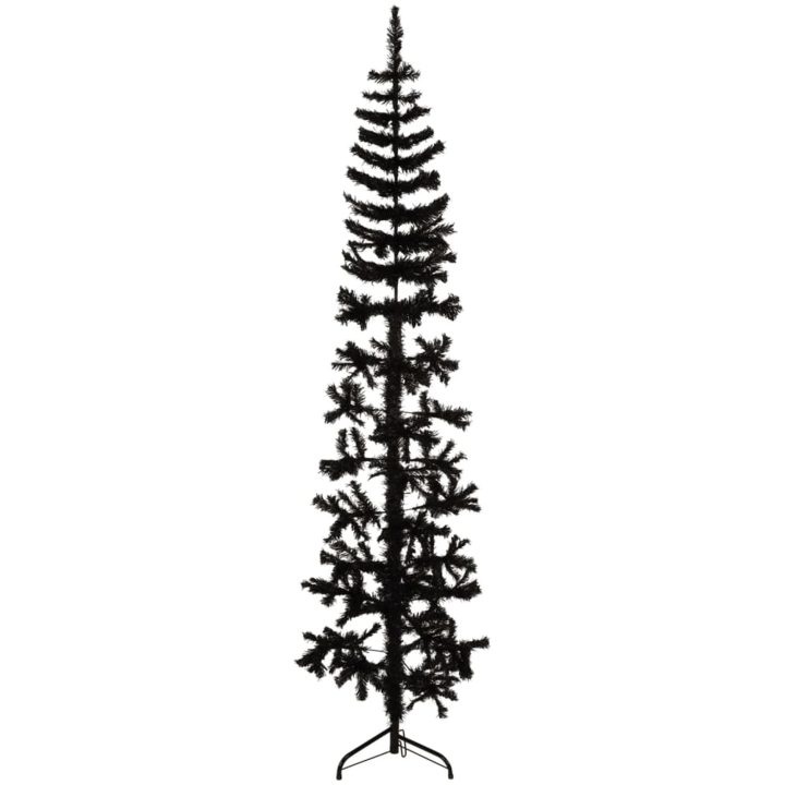 Smal halv plastgran med stativ svart 210 cm vidaXL 210 x 56 cm – bild 3