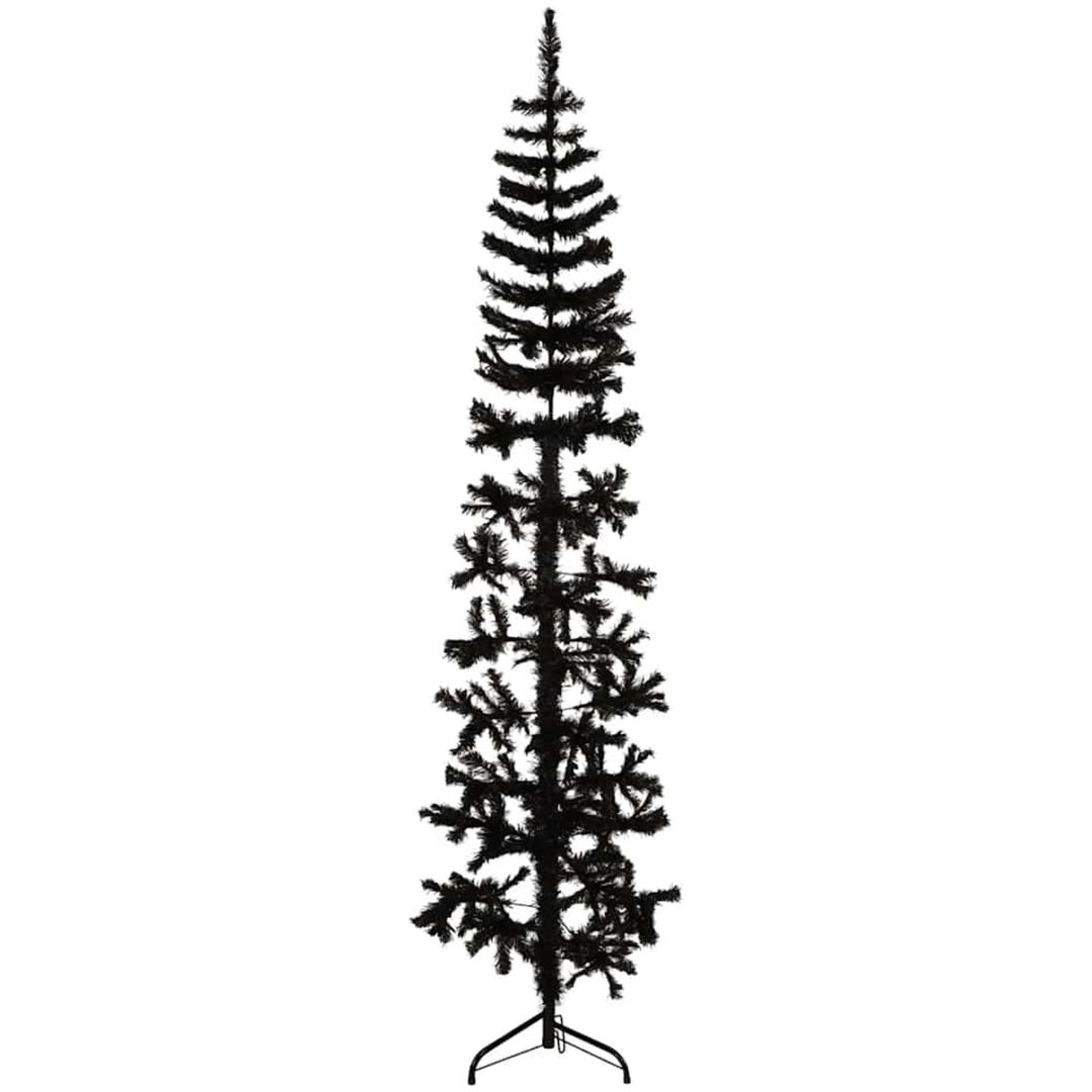 Smal halv plastgran med stativ svart 240 cm vidaXL 240 x 61 cm