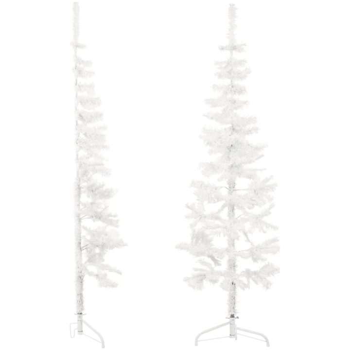 Smal halv plastgran med stativ vit 120 cm vidaXL 120 x 40 cm – bild 2