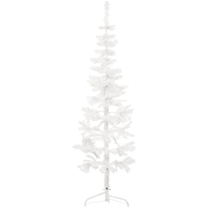 Smal halv plastgran med stativ vit 120 cm vidaXL 120 x 40 cm – bild 3