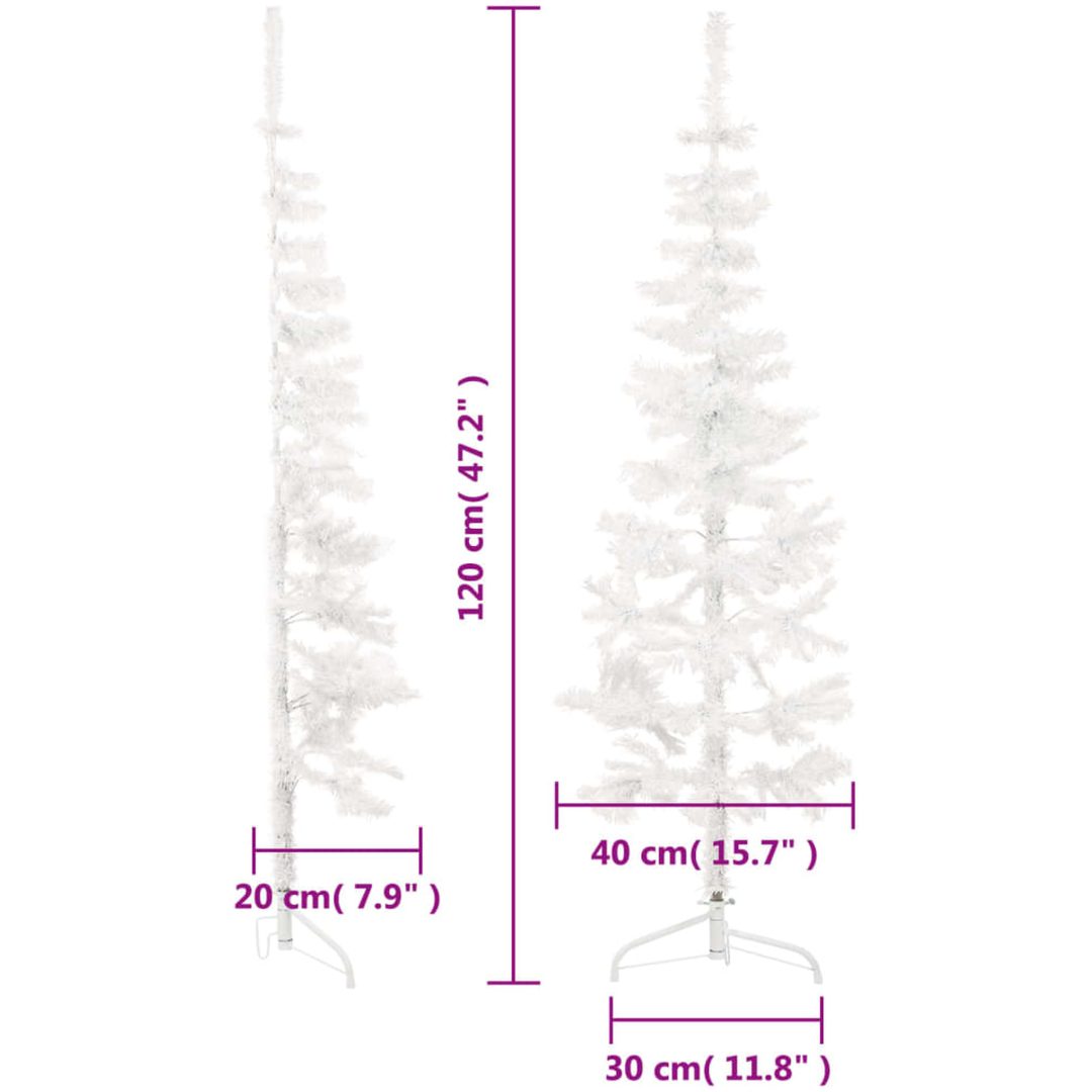 Smal halv plastgran med stativ vit 120 cm vidaXL 120 x 40 cm – bild 8