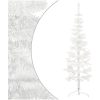 Smal halv plastgran med stativ vit 120 cm vidaXL 120 x 40 cm – miniatyr 1