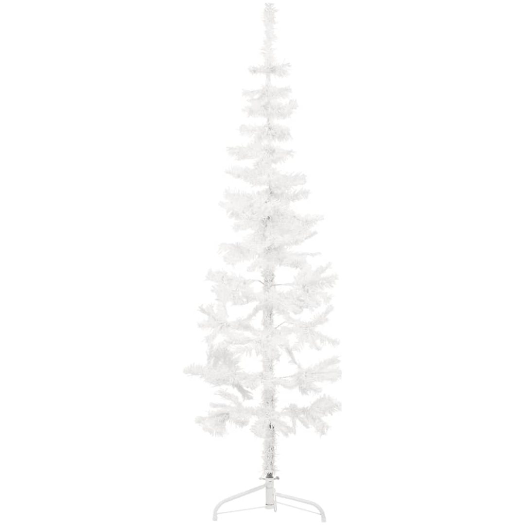 Smal halv plastgran med stativ vit 150 cm vidaXL 150 x 45 cm – bild 2