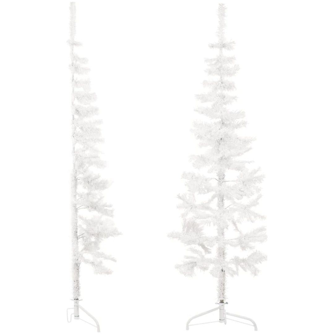Smal halv plastgran med stativ vit 150 cm vidaXL 150 x 45 cm – bild 4