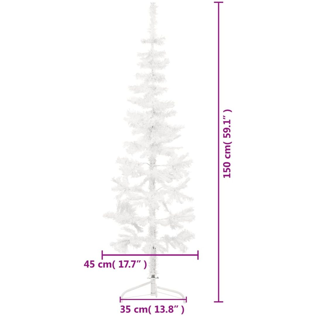 Smal halv plastgran med stativ vit 150 cm vidaXL 150 x 45 cm – bild 8