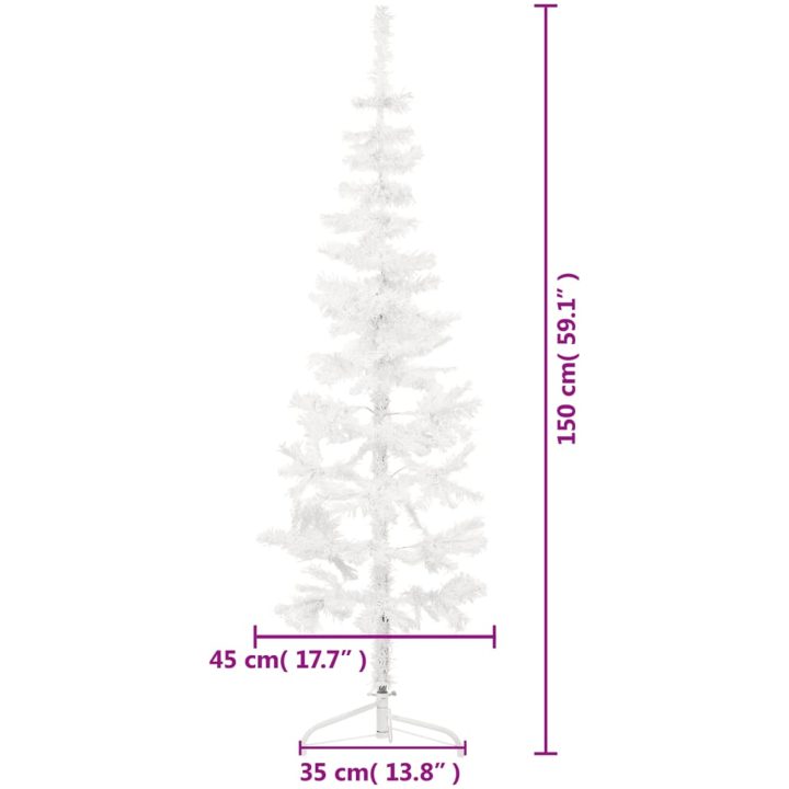Smal halv plastgran med stativ vit 150 cm vidaXL 150 x 45 cm – bild 8