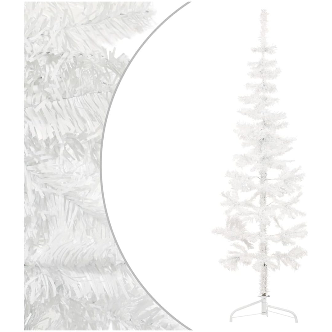 Smal halv plastgran med stativ vit 150 cm vidaXL 150 x 45 cm