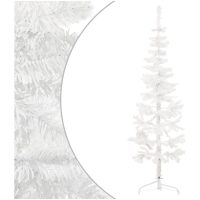 Smal halv plastgran med stativ vit 150 cm vidaXL