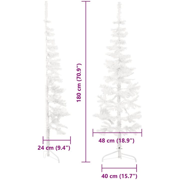 Smal halv plastgran med stativ vit 180 cm vidaXL 180 x 49 cm – bild 9