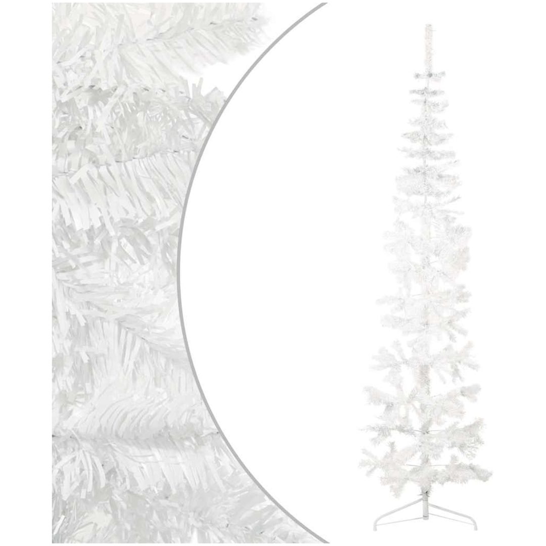 Smal halv plastgran med stativ vit 210 cm vidaXL 210 x 56 cm – bild 3