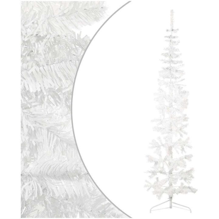 Smal halv plastgran med stativ vit 210 cm vidaXL 210 x 56 cm – bild 3