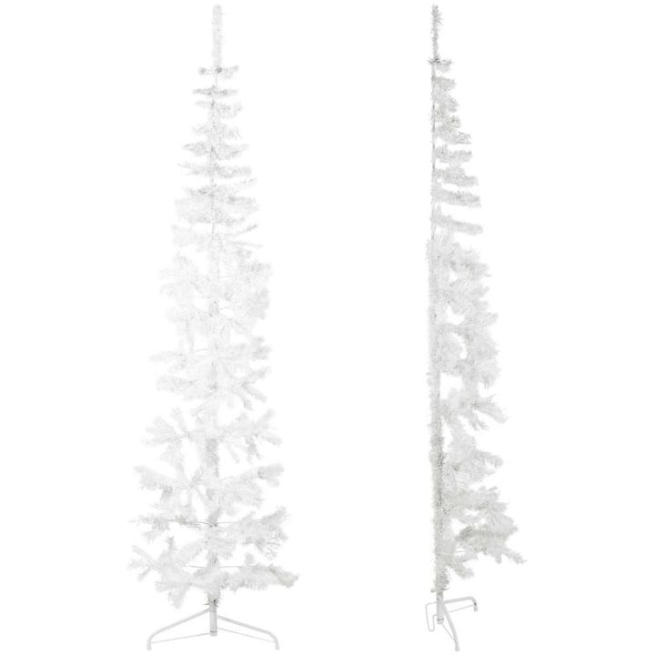 Smal halv plastgran med stativ vit 210 cm vidaXL 210 x 56 cm – bild 5
