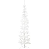 Smal halv plastgran med stativ vit 210 cm vidaXL
