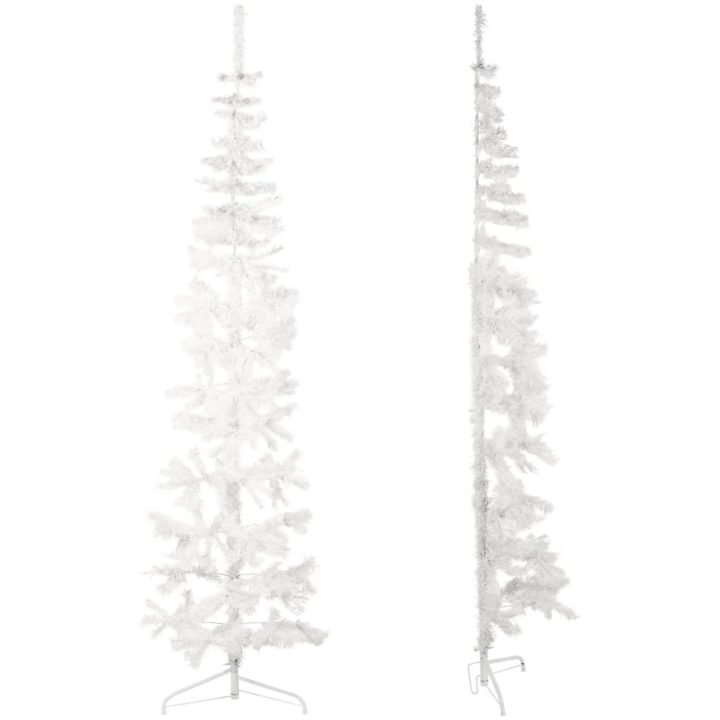 Smal halv plastgran med stativ vit 240 cm vidaXL 240 x 61 cm – bild 2
