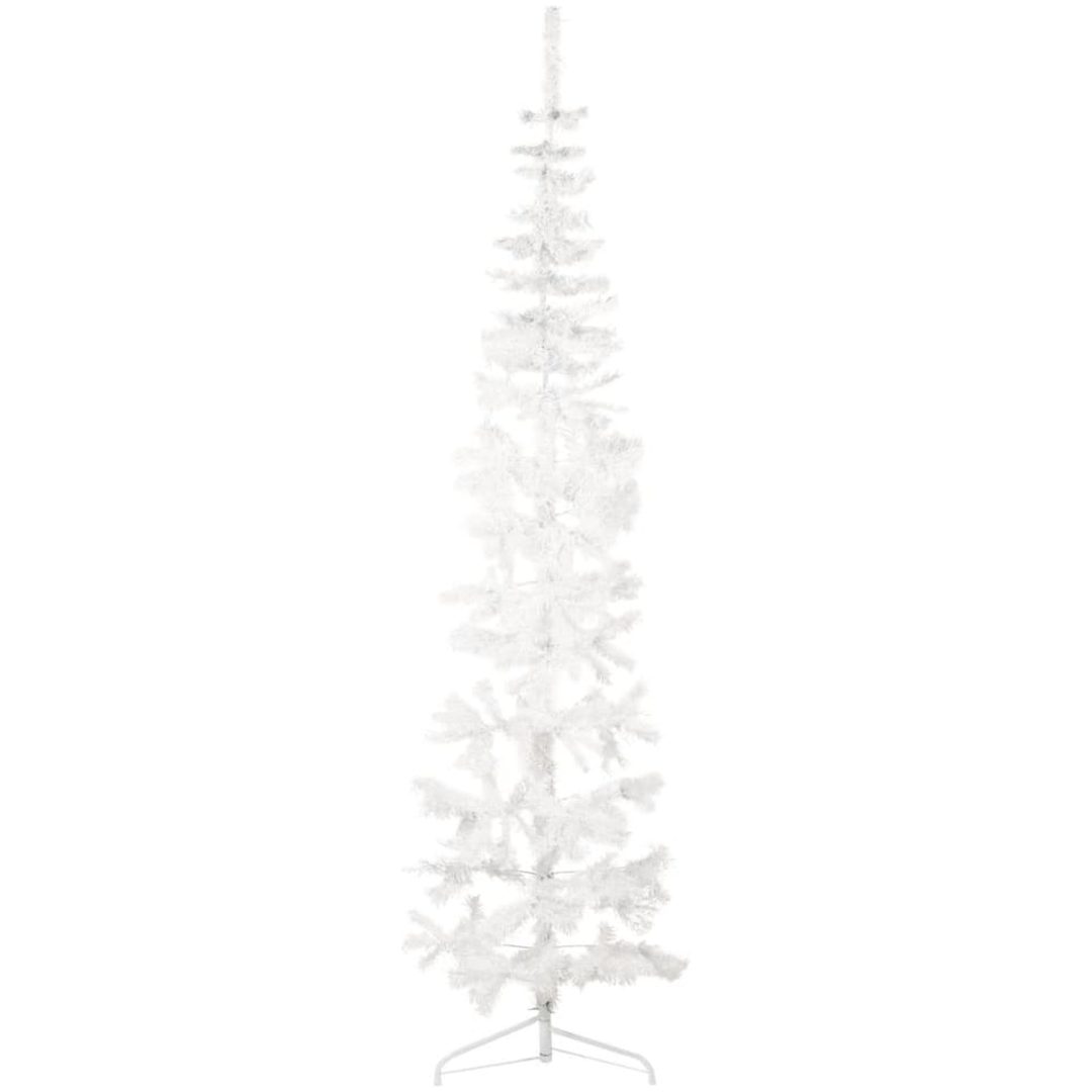 Smal halv plastgran med stativ vit 240 cm vidaXL 240 x 61 cm – bild 3