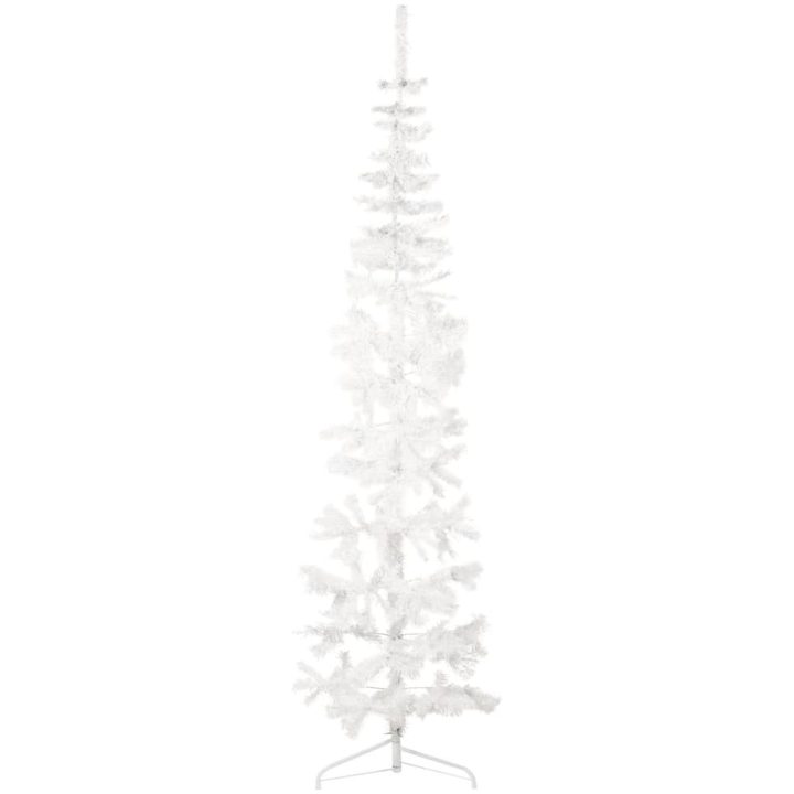 Smal halv plastgran med stativ vit 240 cm vidaXL 240 x 61 cm – bild 3