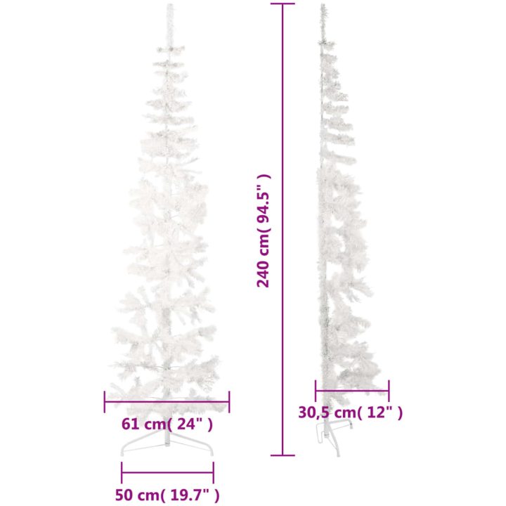 Smal halv plastgran med stativ vit 240 cm vidaXL 240 x 61 cm – bild 8