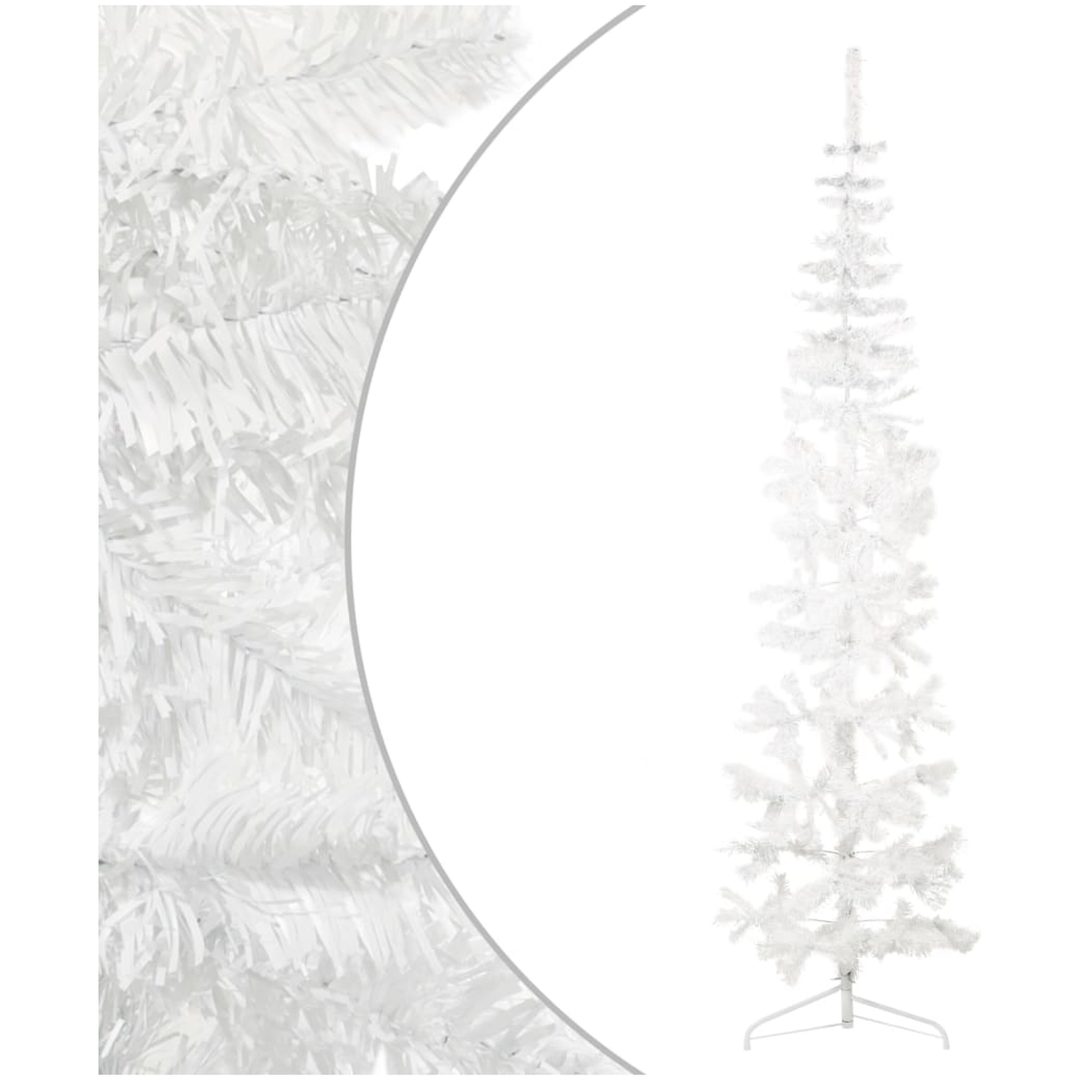Smal halv plastgran med stativ vit 240 cm vidaXL 240 x 61 cm