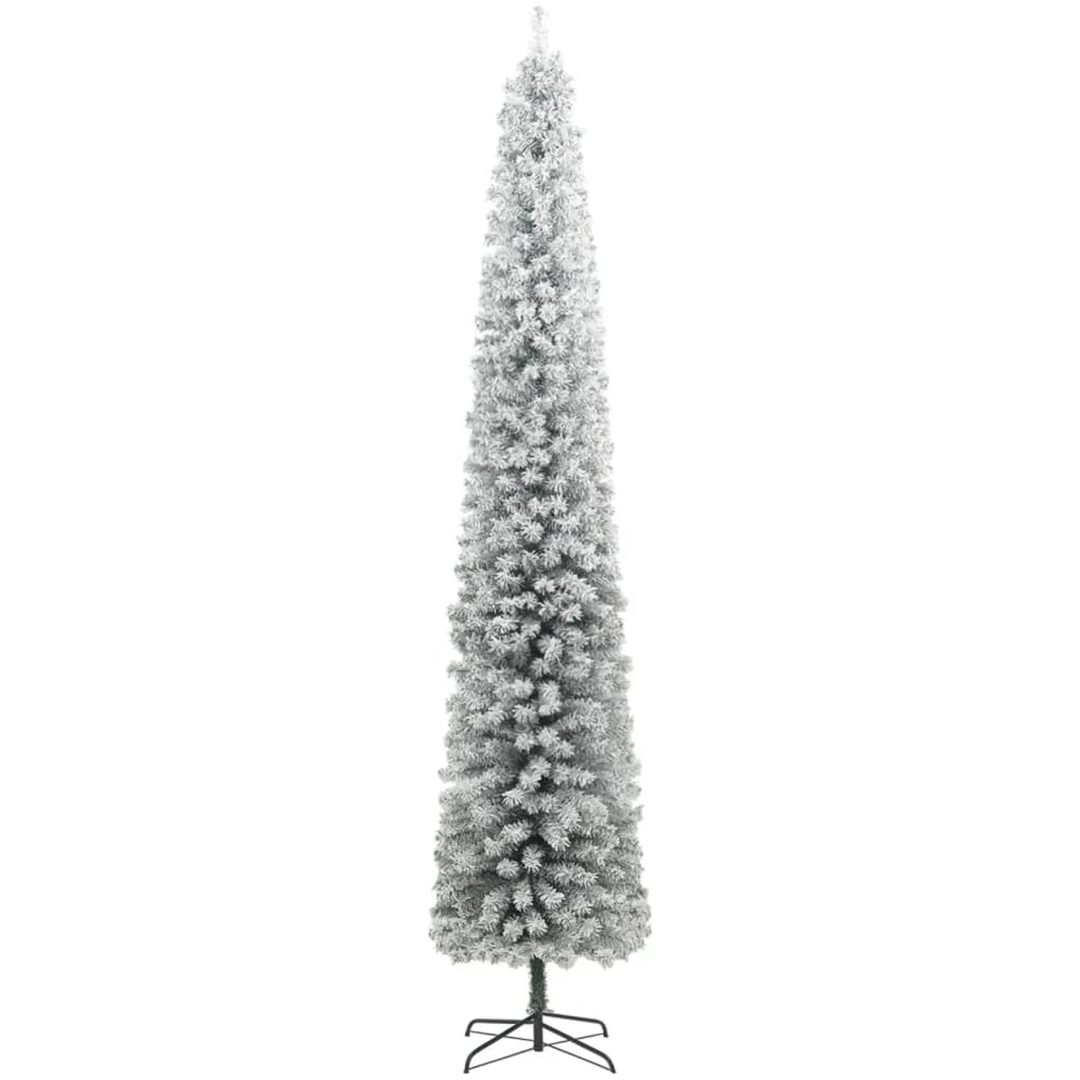 Smal julgran med stativ och snö PVC vidaXL 270 cm – bild 2