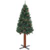 Smal plastgran med äkta trä och kottar grön 150 cm PVC vidaXL 150 x 66 cm – miniatyr 2