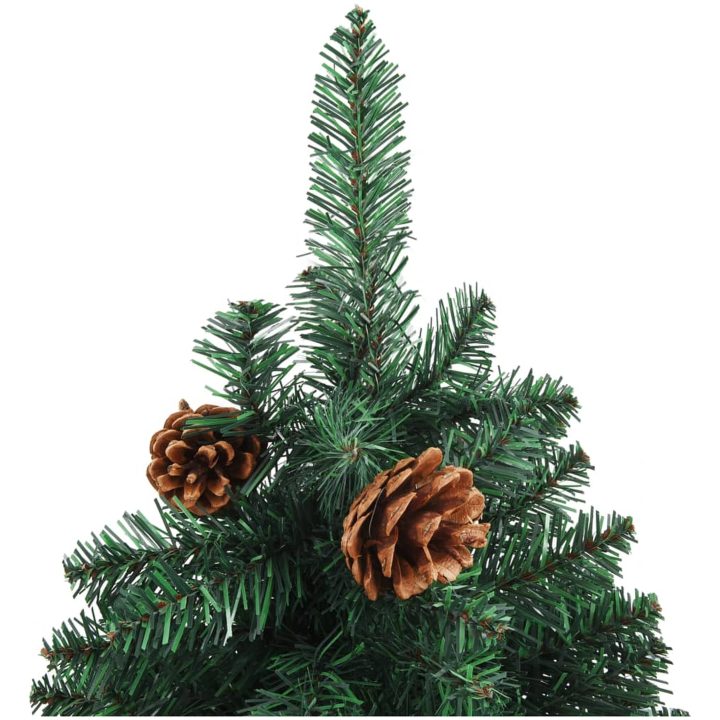 Smal plastgran med äkta trä och kottar grön 150 cm PVC vidaXL 150 x 66 cm – bild 3