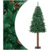Smal plastgran med äkta trä och kottar grön 150 cm PVC vidaXL 150 x 66 cm – miniatyr 1