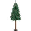 Smal plastgran med äkta trä och kottar grön 210 cm PVC vidaXL 210 x 77 cm – miniatyr 2