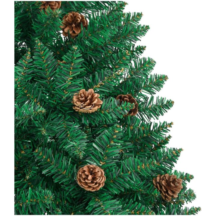 Smal plastgran med äkta trä och kottar grön 210 cm PVC vidaXL 210 x 77 cm – bild 6