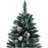 Smal plastgran med äkta trä och kottar vit snö grön 150 cm vidaXL 150 x 66 cm – miniatyr 3