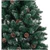 Smal plastgran med äkta trä och kottar vit snö grön 150 cm vidaXL 150 x 66 cm – miniatyr 4