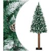 Smal plastgran med äkta trä och kottar vit snö grön 150 cm vidaXL 150 x 66 cm – miniatyr 1