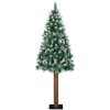 Smal plastgran med äkta trä och kottar vit snö grön 180 cm vidaXL 180 x 72 cm – miniatyr 2