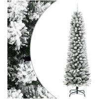 Smal plastgran med snö 210 cm PVC&PE vidaXL