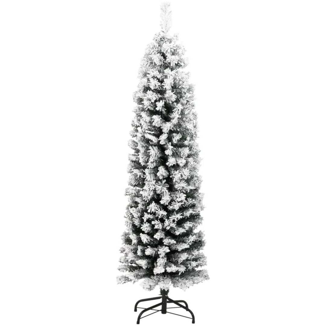 Smal plastgran med snö grön PVC vidaXL 120 cm – bild 2