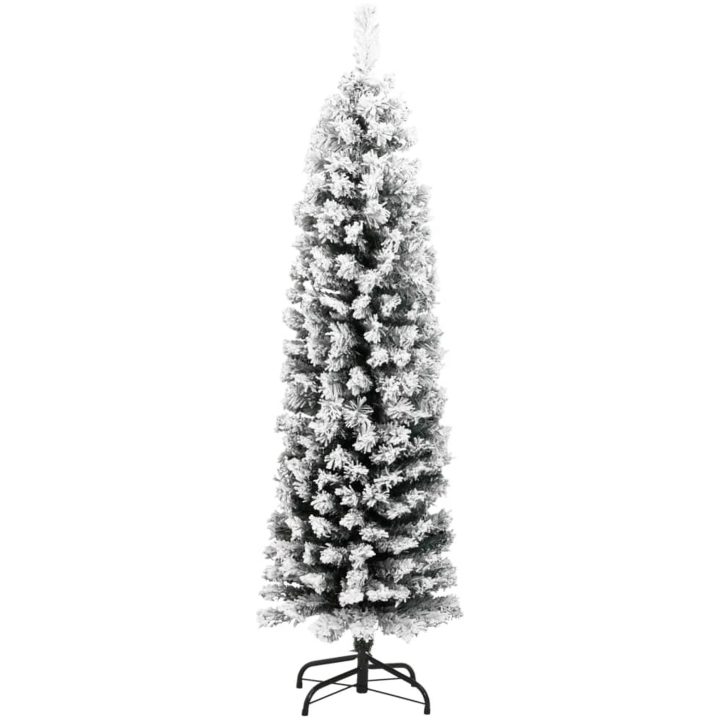 Smal plastgran med snö grön PVC vidaXL 120 cm – bild 2