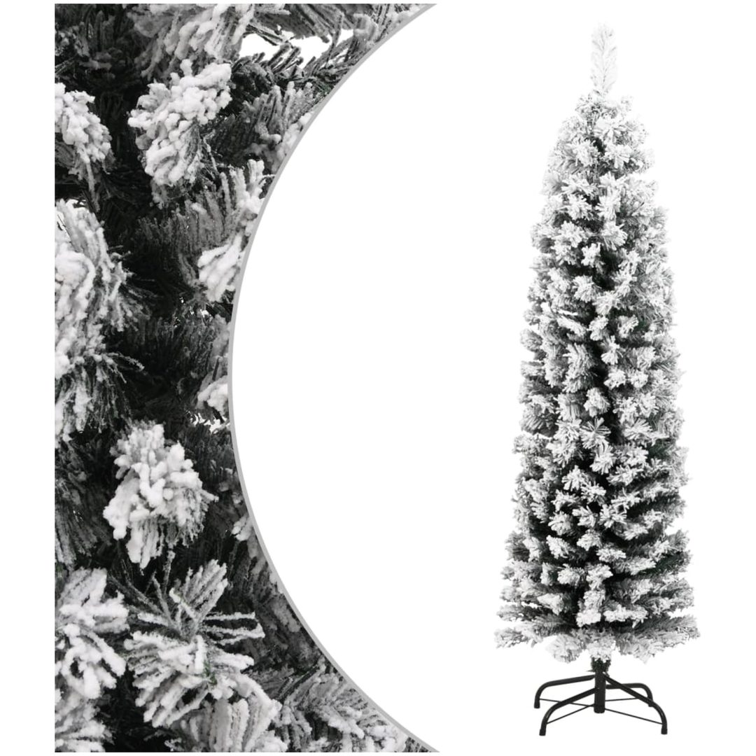 Smal plastgran med snö grön PVC vidaXL 120 cm