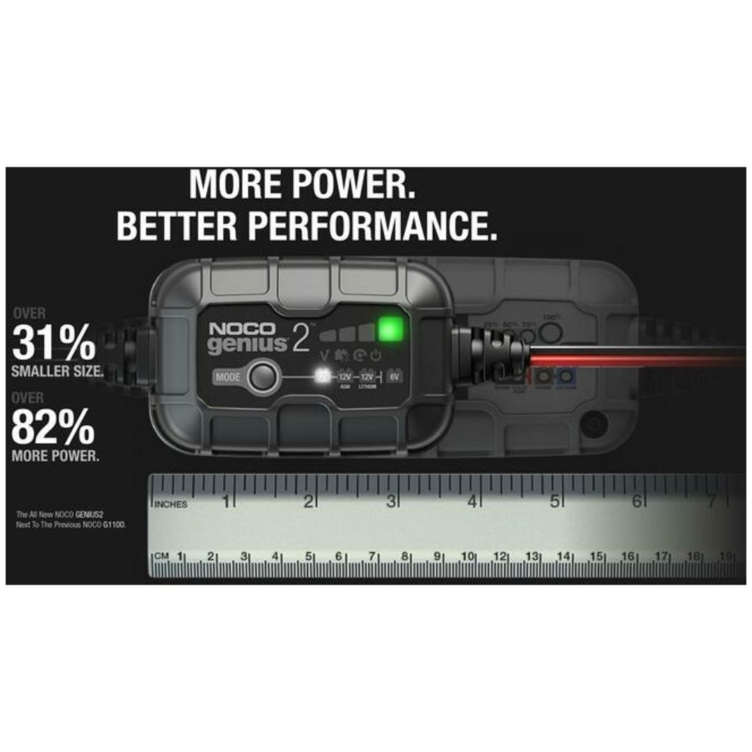 Smart Batteriladdare Genius2 Med Klämmor Och Integrerade Öglor 6/12v 2a NOCO – bild 4