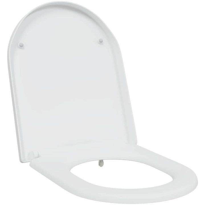 Snabb-utsläpp toalettsits med mjuk stängning Duroplast Vit vidaXL 46 x 36 x 4.3 cm – bild 2