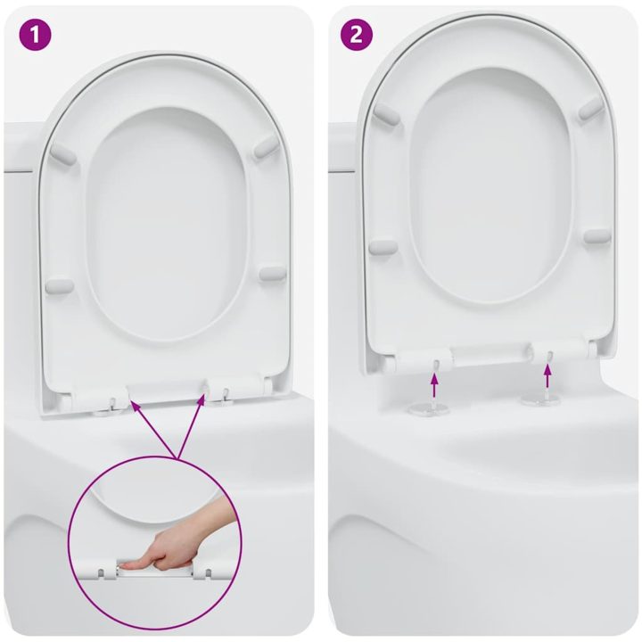 Snabb-utsläpp toalettsits med mjuk stängning Duroplast Vit vidaXL 46 x 36 x 4.3 cm – bild 10
