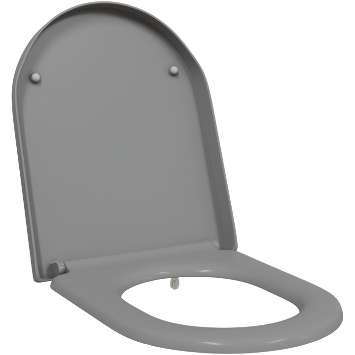 Snabbavtagbar toalettstol med mjukt stängning Duroplast Grå vidaXL 46 x 36 x 4.3 cm – bild 2