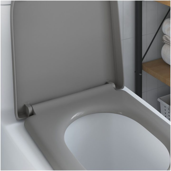 Snabbavtagbar toalettstol med mjukt stängning Duroplast Grå vidaXL 46 x 36 x 4.3 cm – bild 4