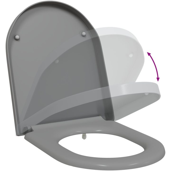 Snabbavtagbar toalettstol med mjukt stängning Duroplast Grå vidaXL 46 x 36 x 4.3 cm – bild 10
