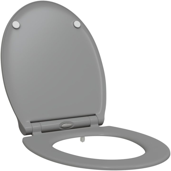 Snabbfäste Toalettstol med Mjukt Lock Duroplast Grå vidaXL 45.5 x 37.5 x 3.8 cm – bild 2