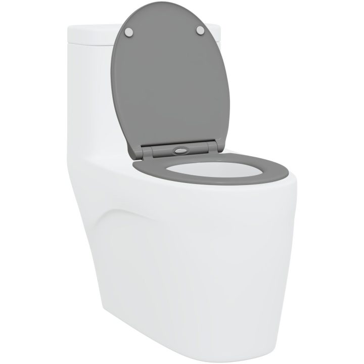 Snabbfäste Toalettstol med Mjukt Lock Duroplast Grå vidaXL 45.5 x 37.5 x 3.8 cm – bild 3