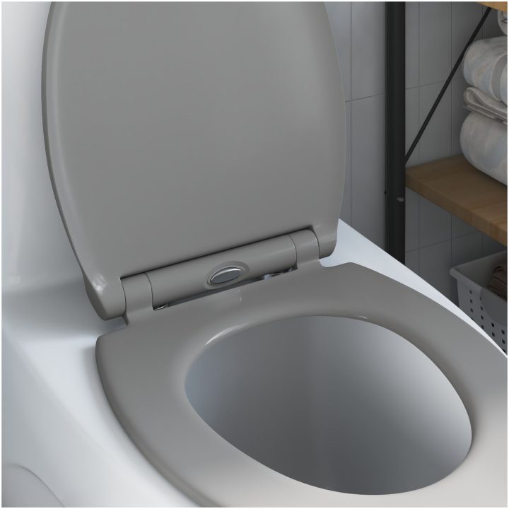 Snabbfäste Toalettstol med Mjukt Lock Duroplast Grå vidaXL 45.5 x 37.5 x 3.8 cm – bild 4