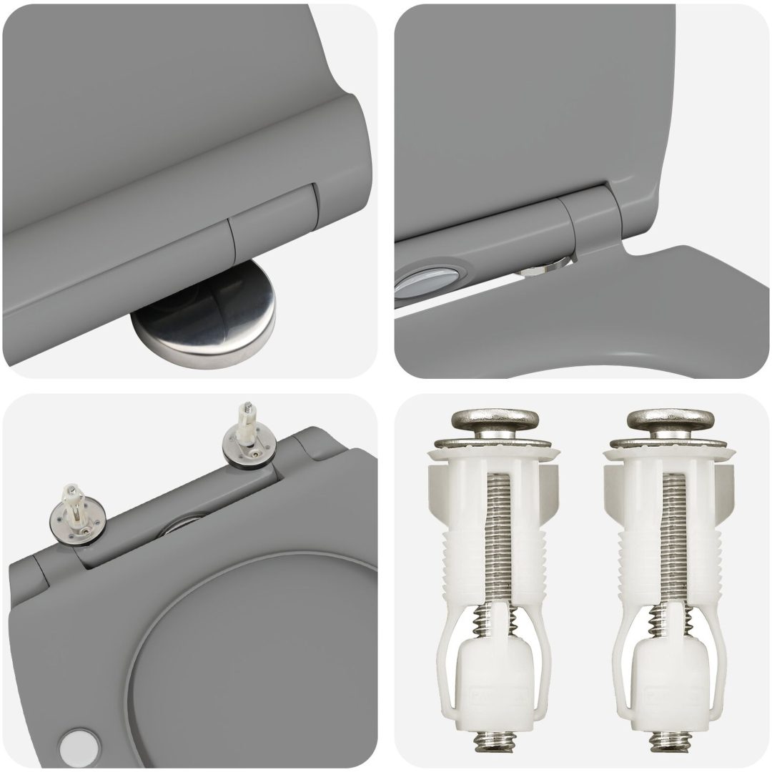 Snabbfäste Toalettstol med Mjukt Lock Duroplast Grå vidaXL 45.5 x 37.5 x 3.8 cm – bild 8