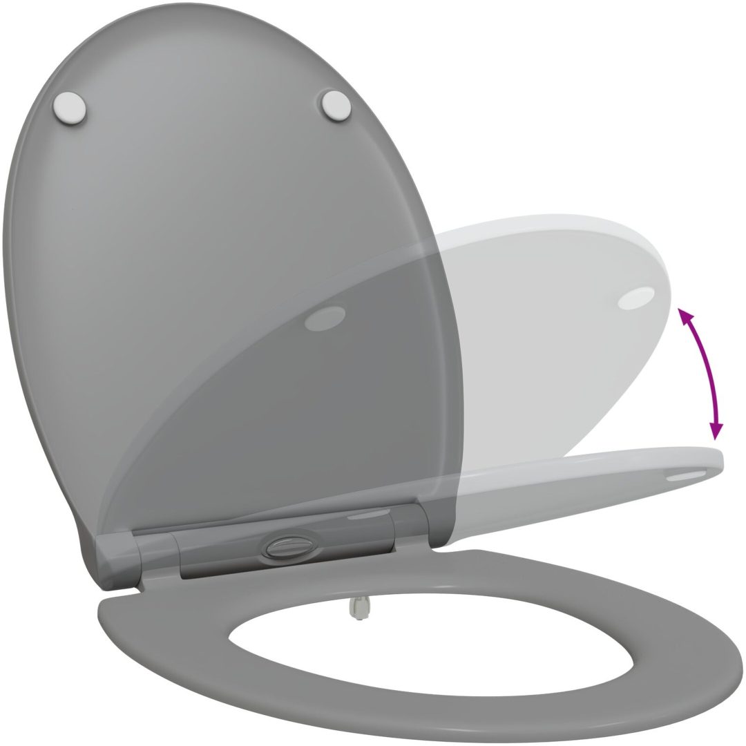 Snabbfäste Toalettstol med Mjukt Lock Duroplast Grå vidaXL 45.5 x 37.5 x 3.8 cm – bild 10